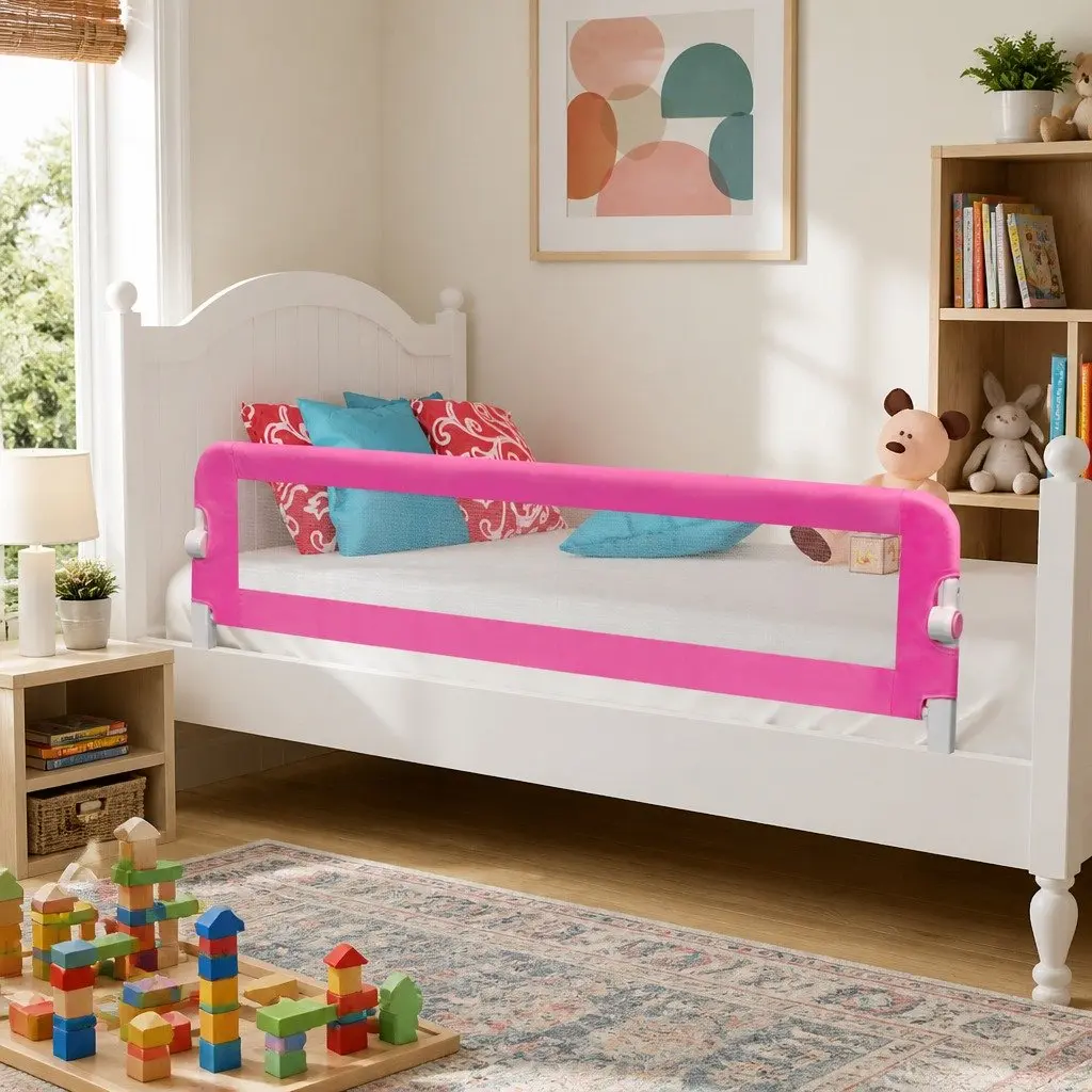 Toddler Safety Bed Rail 150 x 42 cm Pink Foldable Guard Protection Sleep