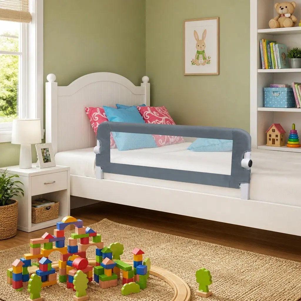 Toddler Safety Bed Rail Grey 102x42cm Foldable Protective Guard Mattress
