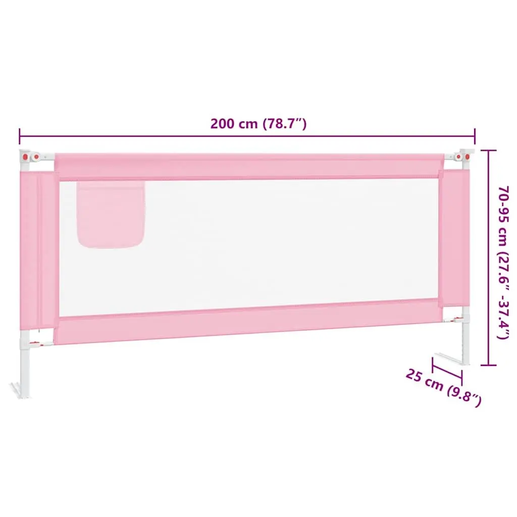 Toddler Bed Rail for Safety Pink 200x25 cm Fabric Protection Guard