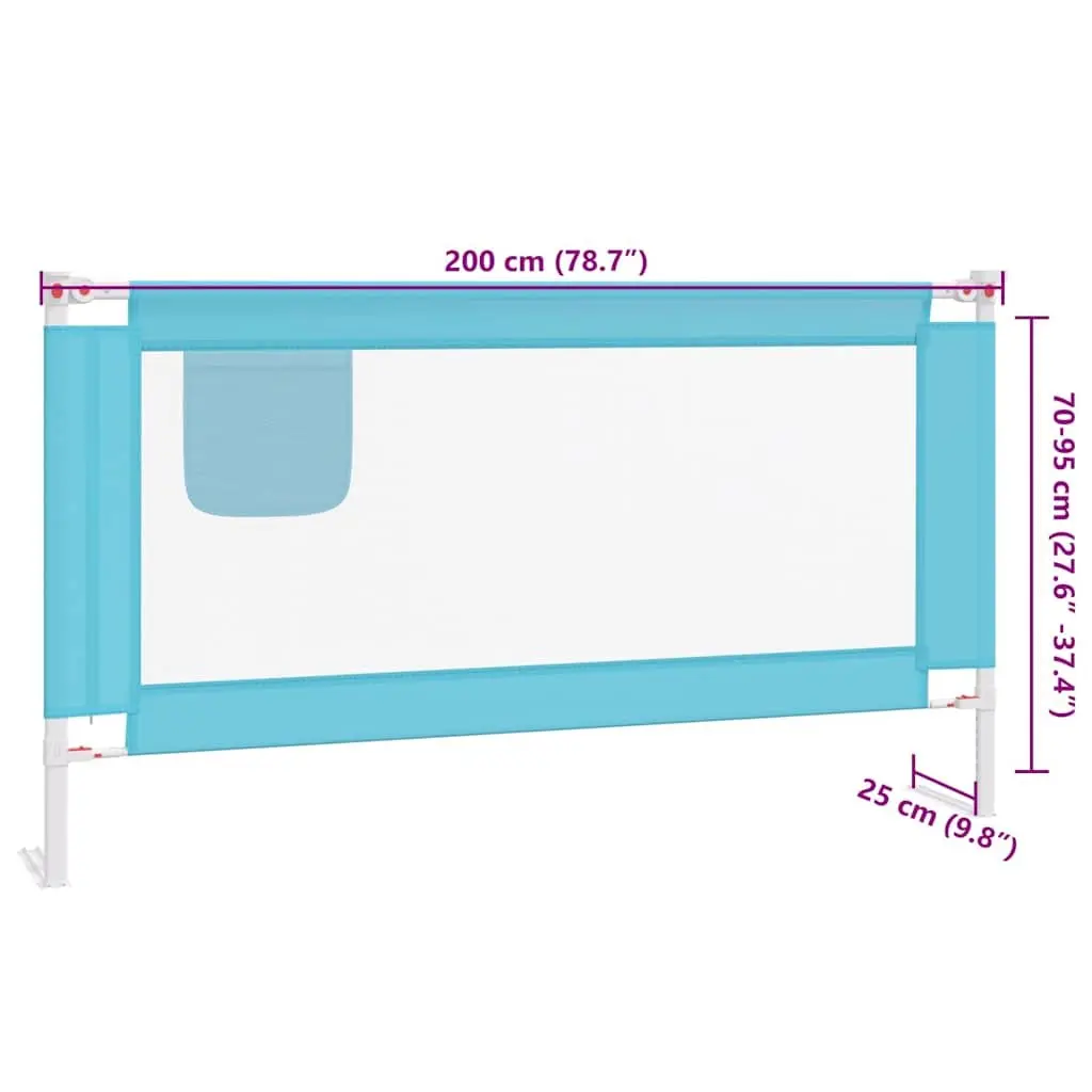 Toddler Bed Rail for Kids Blue 200x25 cm Fabric Protection Guard