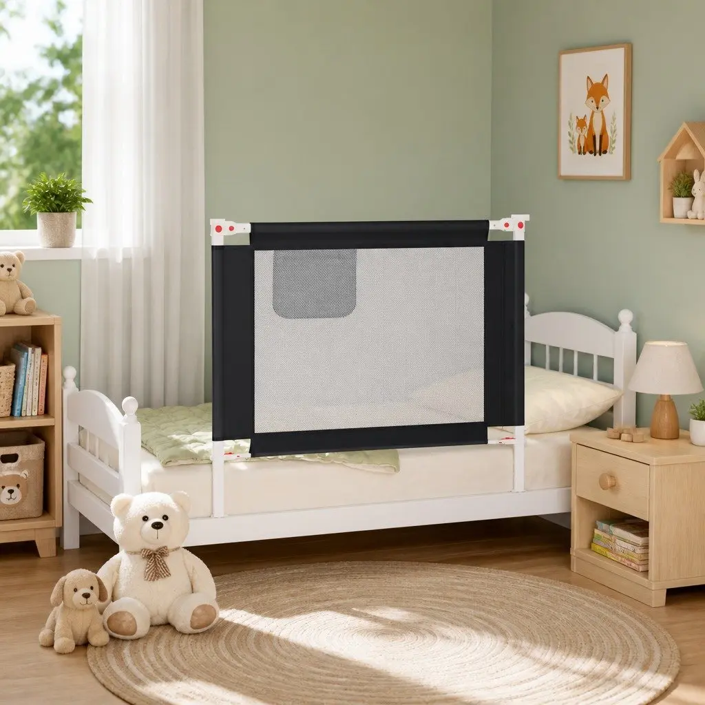 Toddler Safety Bed Rail Grey Adjustable Height Protection Falling Guard 100x25cm