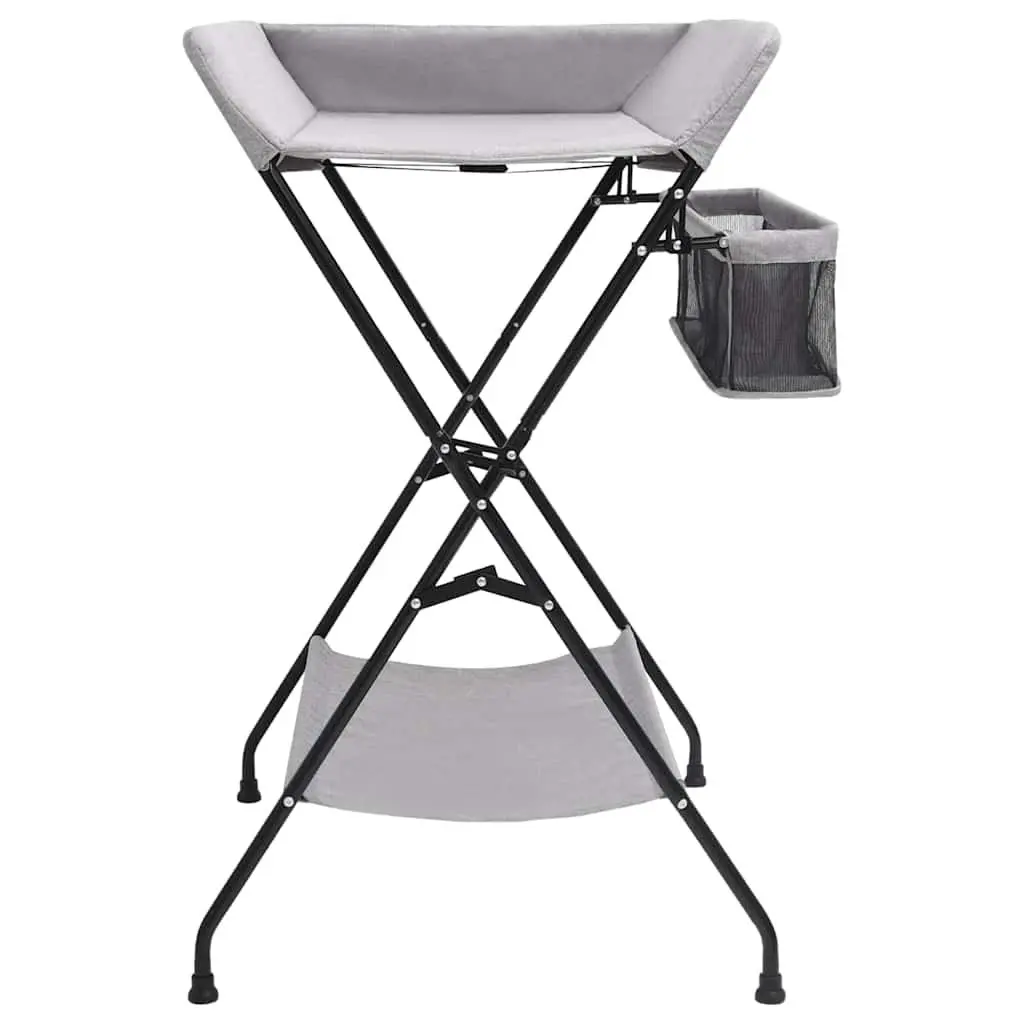 Changing Table Light Grey Foldable Diaper Tray Storage Compartments Baby Nursery