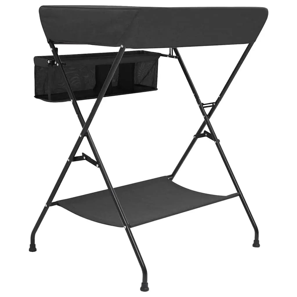 Changing Table Anthracite Foldable Diaper Nappy Storage Compartments Baby