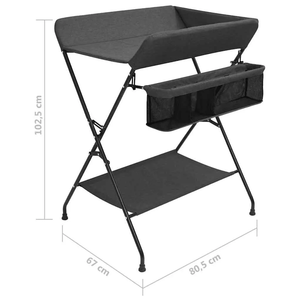 Changing Table Anthracite Foldable Diaper Nappy Storage Compartments Baby