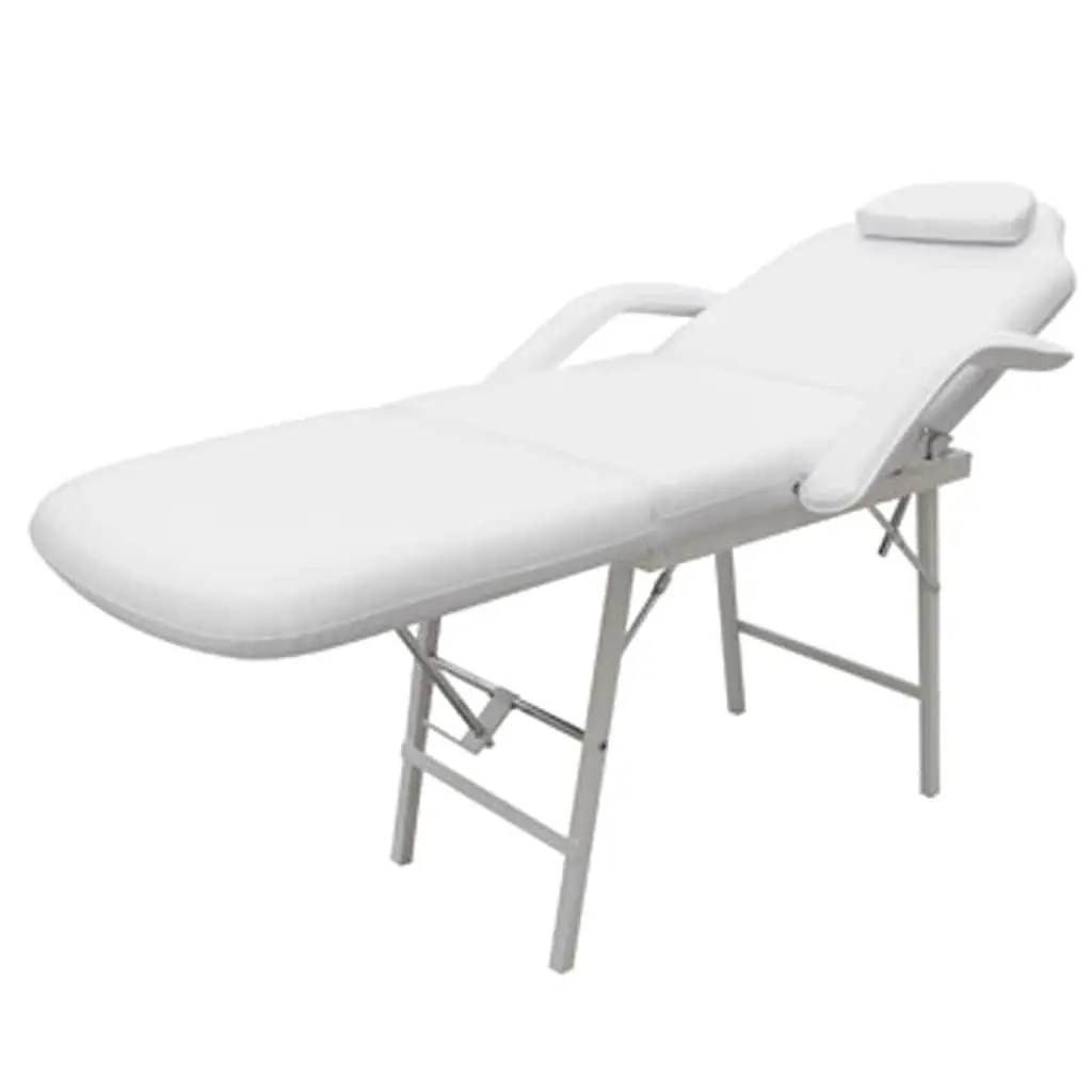Portable Facial Treatment Chair for Salon Use White Faux Leather 185 x 78 x 76 cm