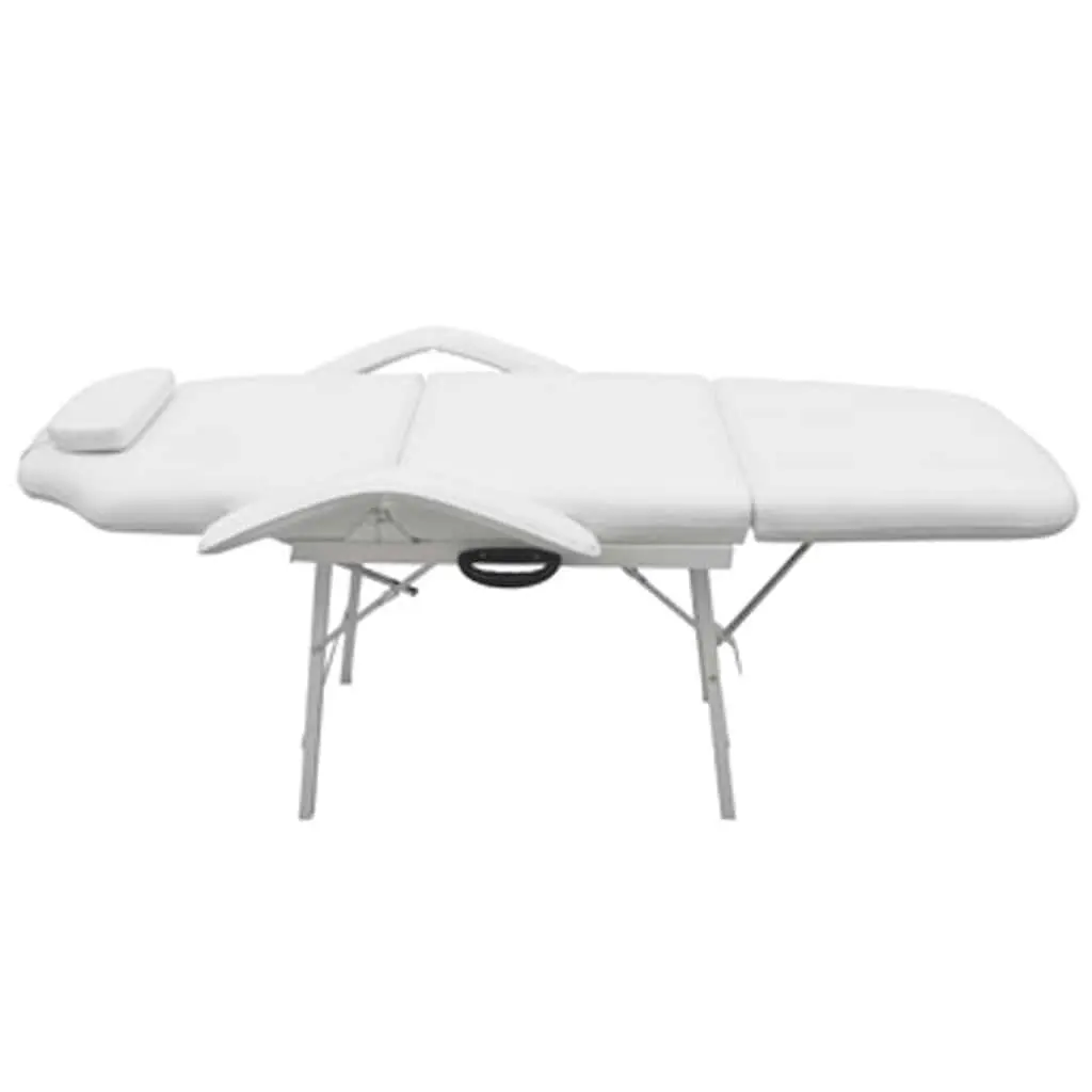 Portable Facial Treatment Chair for Salon Use White Faux Leather 185 x 78 x 76 cm