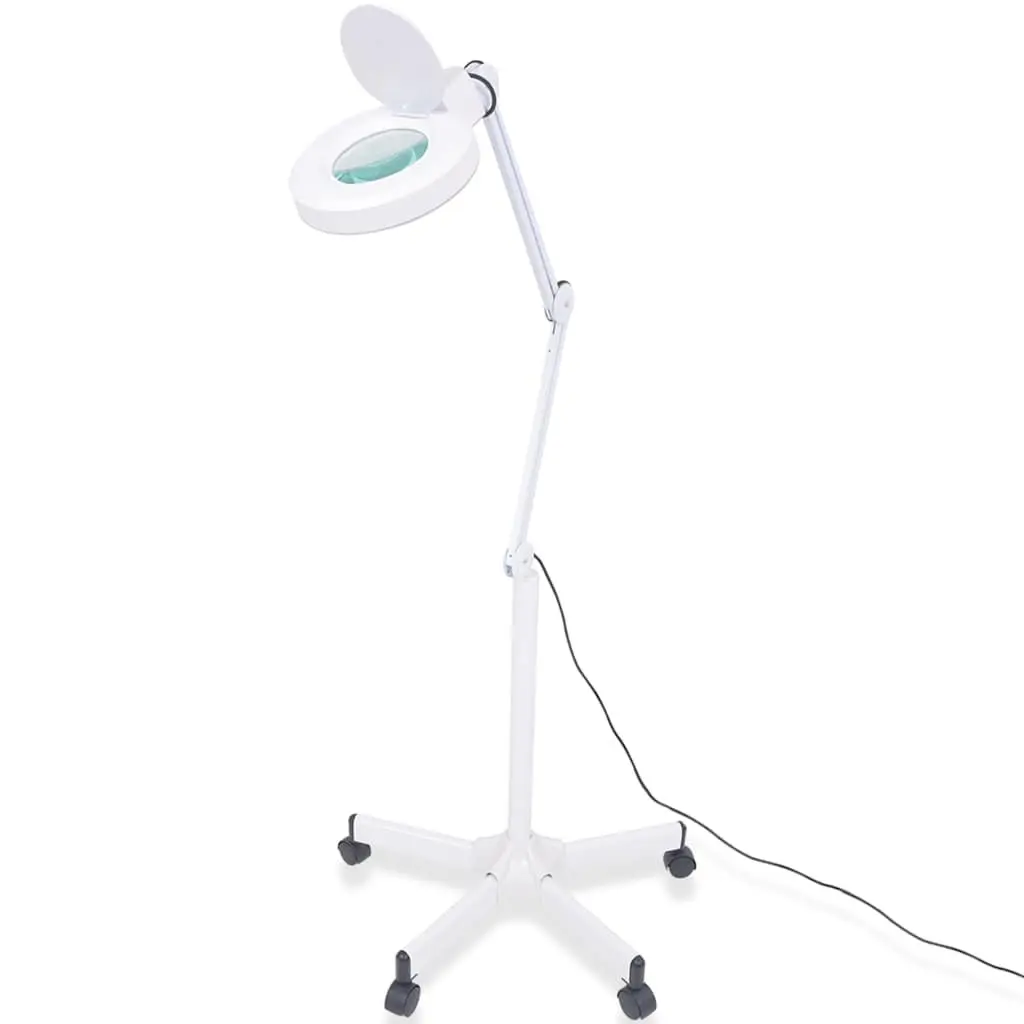 Magnifying Lamp for Salon and Spa Adjustable Standing Size with LED Ring Light 5 Dioptres