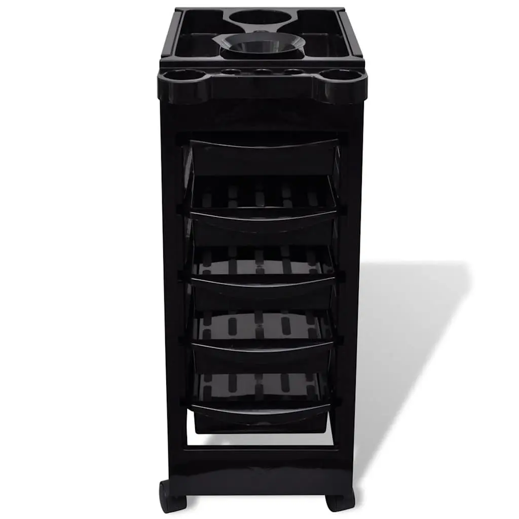 Hair Salon Trolley Organizer with Wheels for Beauty Storage Black 5 Drawers