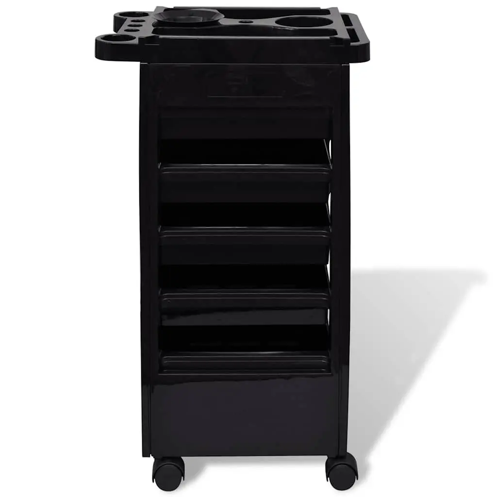 Hair Salon Trolley Organizer with Wheels for Beauty Storage Black 5 Drawers