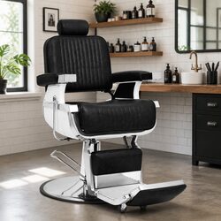 Black Barber Chair Specifications: 68x69x116 cm, Metal Frame