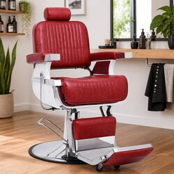 Barber Chair Specifications: Durable Red Design, Adjustable Features