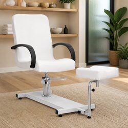 Massage Chair with Footrest White Salon Beauty Treatment Professional Relaxation