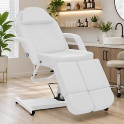 Beauty Treatment Chair White Faux Leather Adjustable Massage Salon Furniture