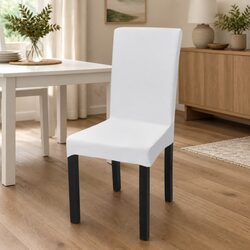 White Stretchable Chair Covers Set of 6 for Various Chairs