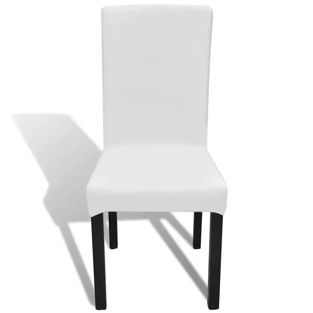 Straight Chair Cover Slipcover Stretch Fabric White 4 Piece Set Protection