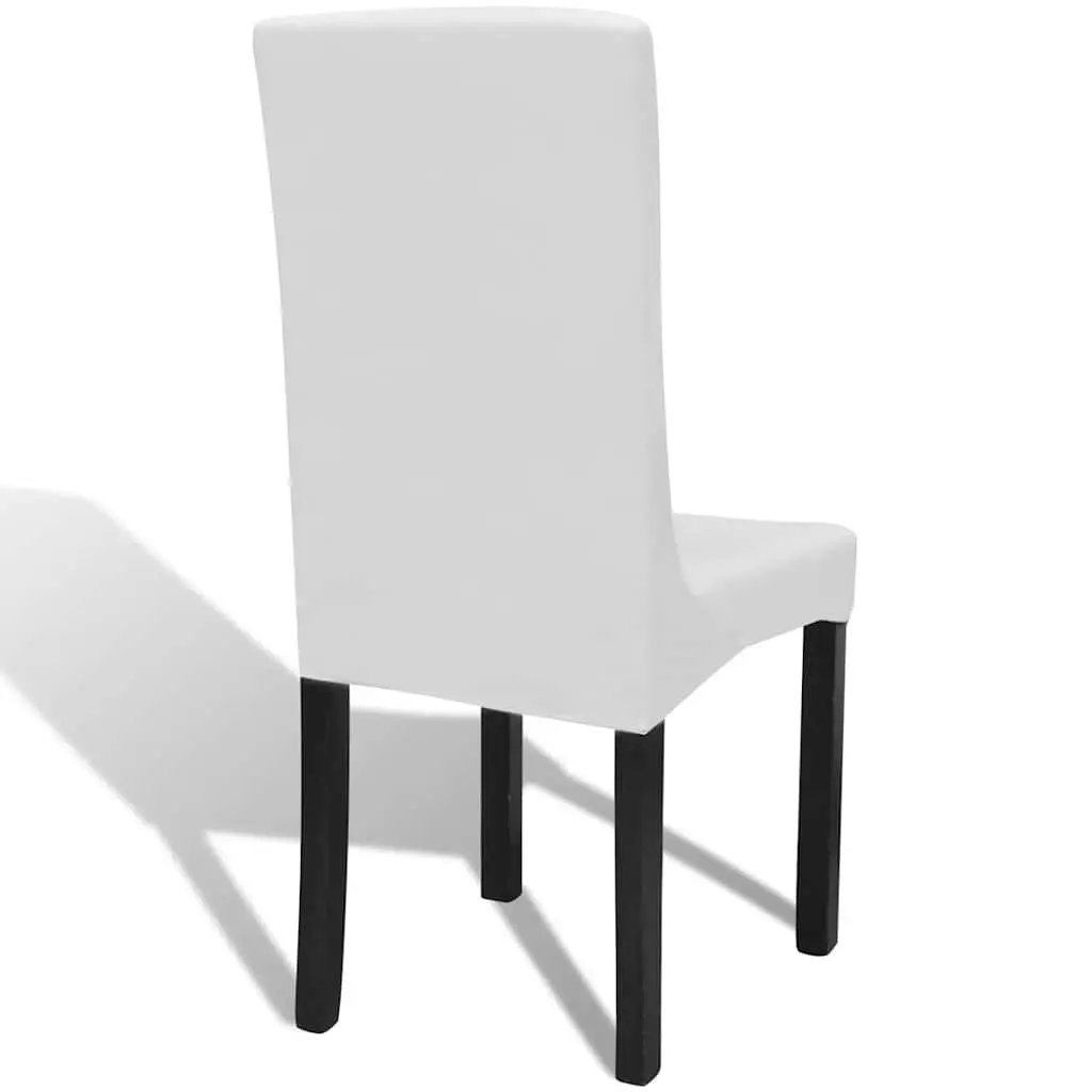 Straight Chair Cover Slipcover Stretch Fabric White 4 Piece Set Protection