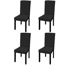 Black Stretchable Chair Cover Set - 4 pcs, 55 cm Max Height