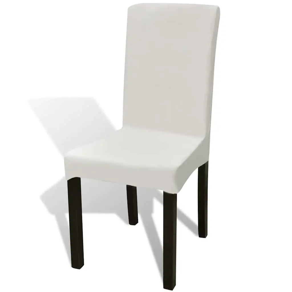 Chair Cover Set for Home and Garden 4 Pieces Cream Stretchable Fabric