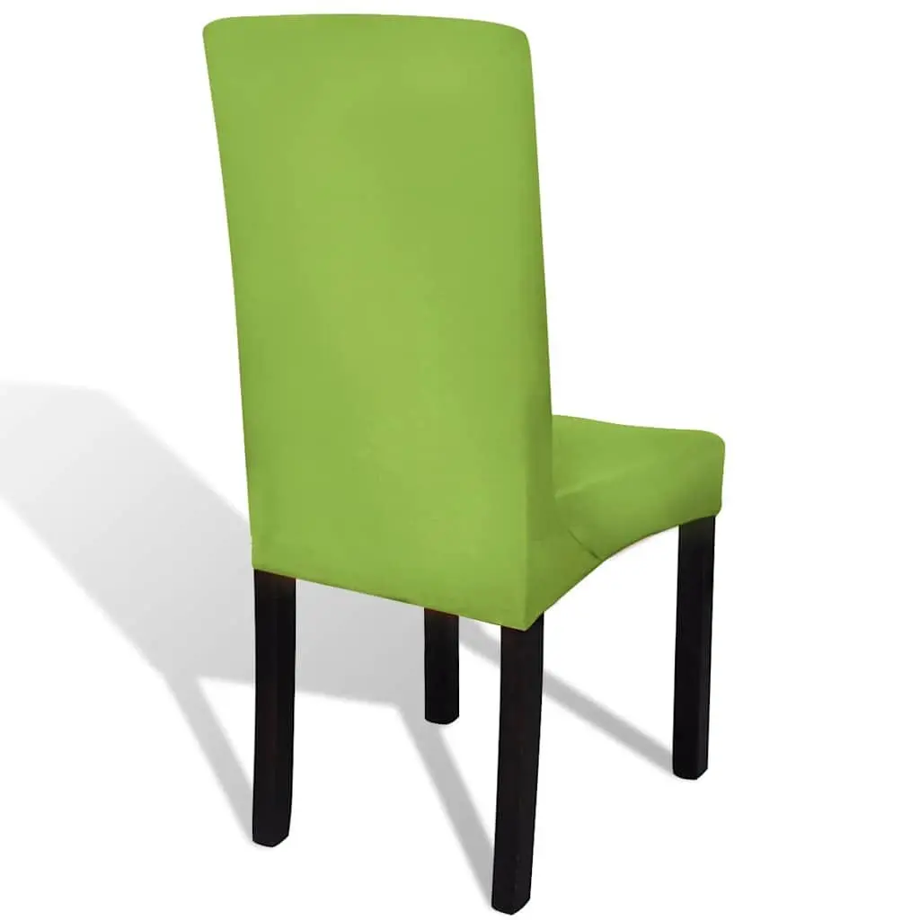 Straight Stretchable Chair Cover 6 Pieces Green Soft Wrinkle Resistant Fabric