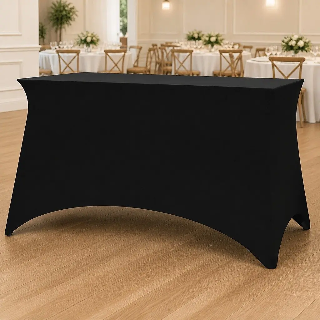 Stretch Table Slipcovers for Rectangular Tables 120x60.5x74cm Black 2 Pieces