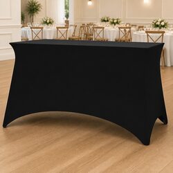 Stretch Table Slipcovers 2 Pieces Rectangular Tables 120x60.5x74cm Black Protect