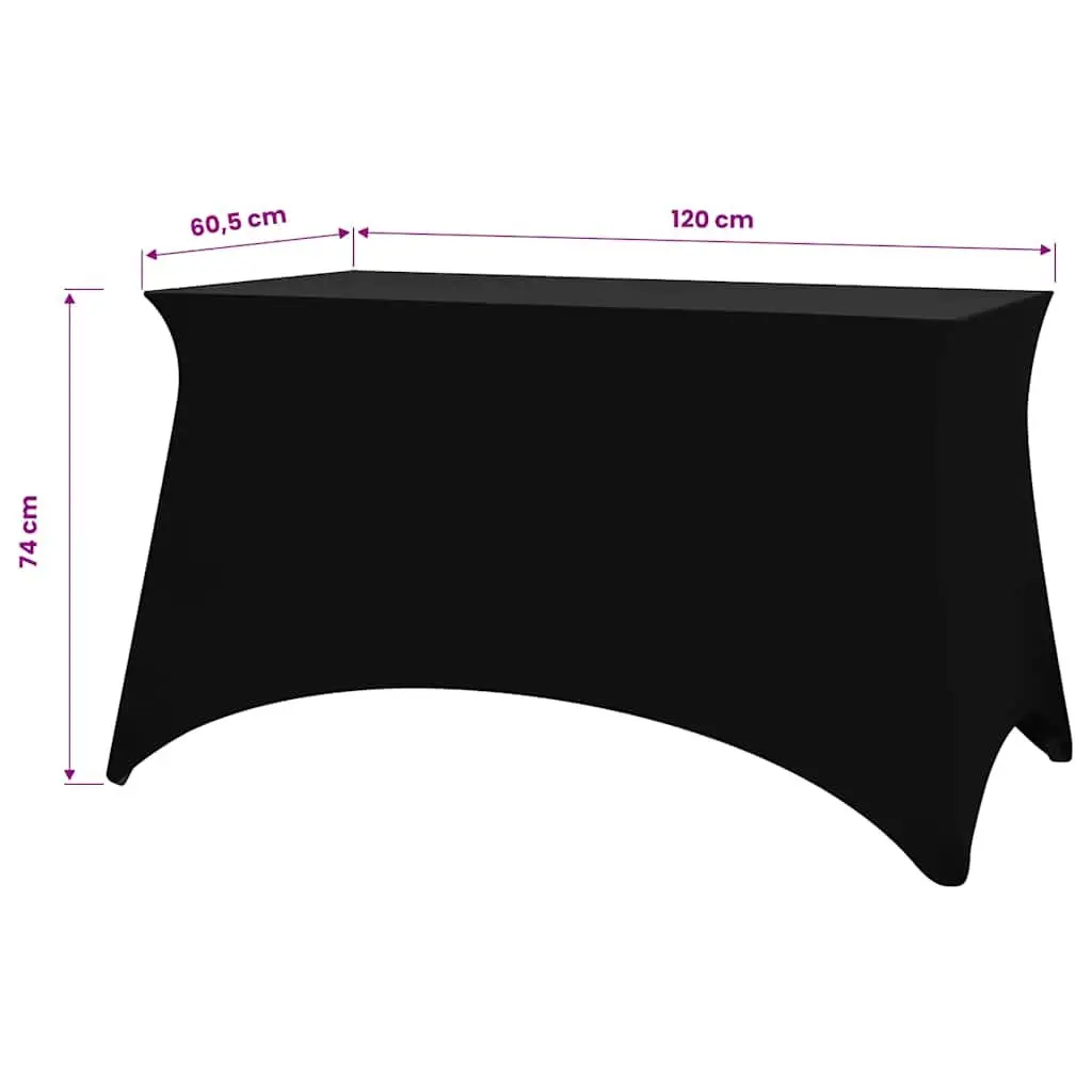 Stretch Table Slipcovers for Rectangular Tables 120x60.5x74cm Black 2 Pieces