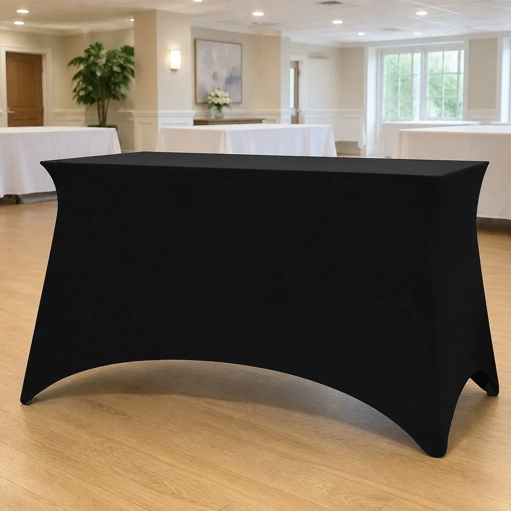 Stretch Table Slipcovers 2 Pieces Rectangular Black 183x76x74cm