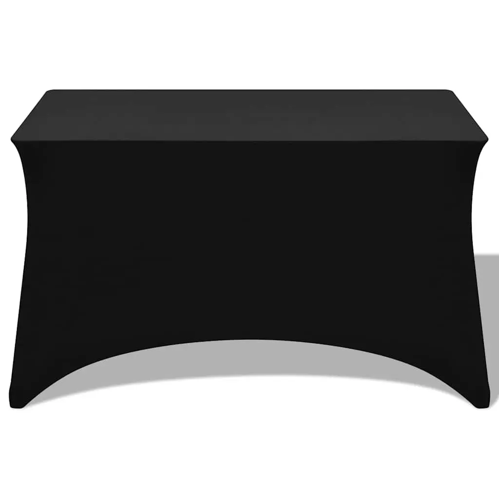 Stretch Table Slipcovers 2 Pieces Rectangular Black 183x76x74cm