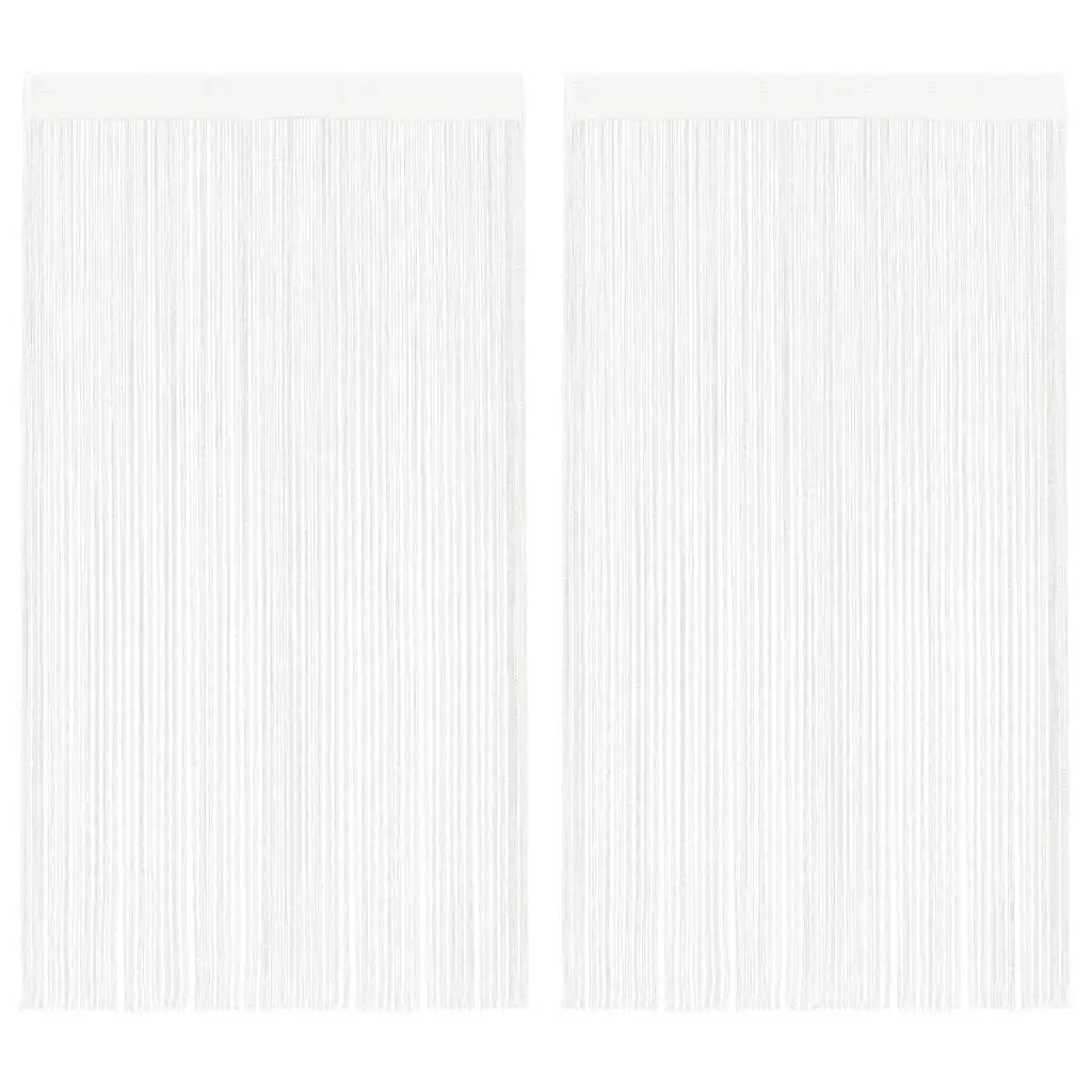 String Curtains White 140x250 cm Door Window Panel Room Divider 2 Piece