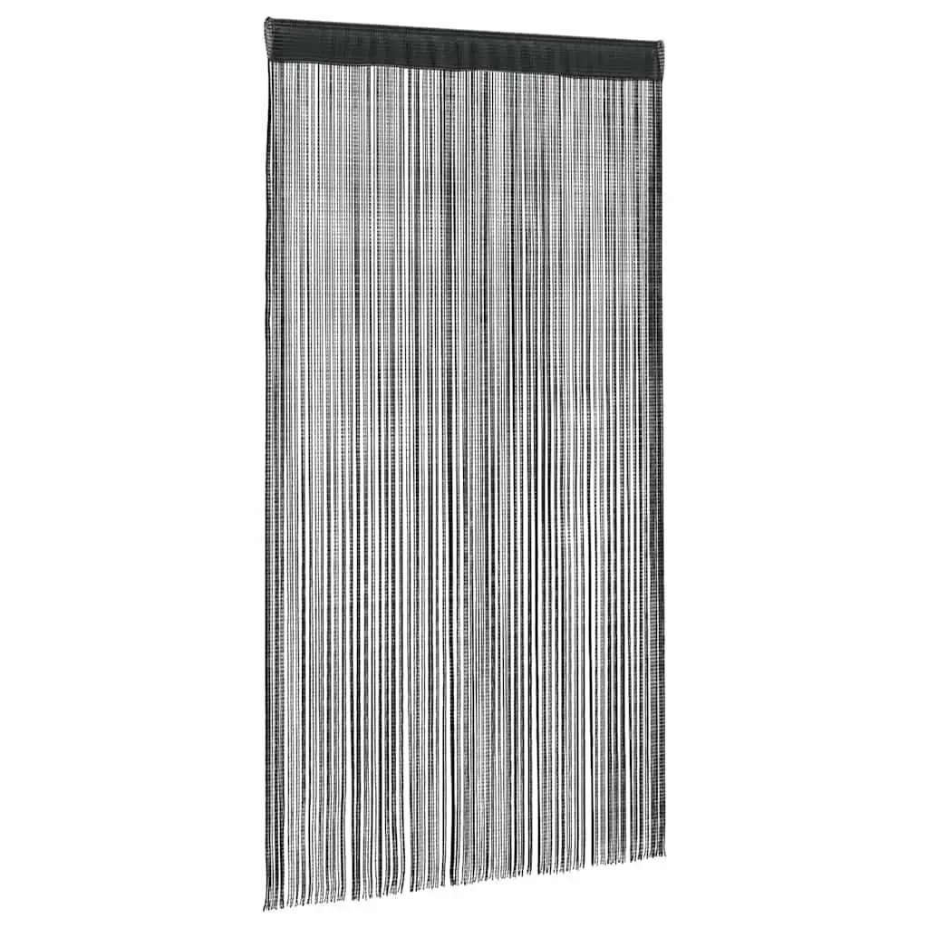 Black String Curtains Set of 2 Panels 100x250 cm