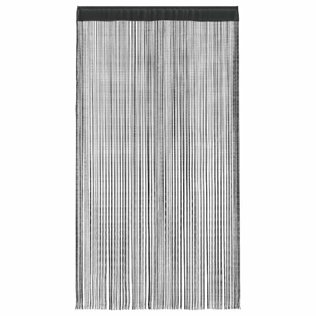 Black String Curtains Set of 2 Panels 100x250 cm