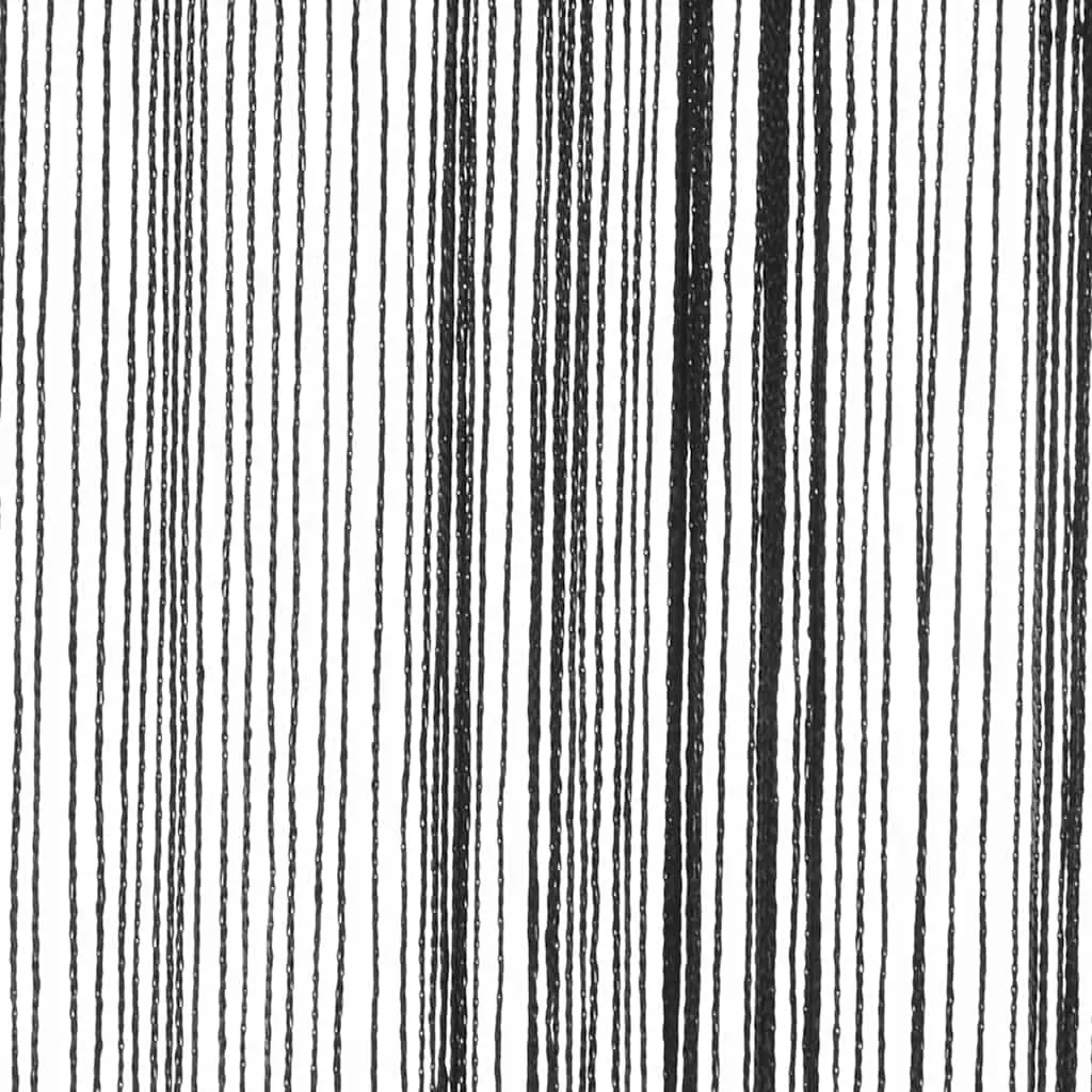 Black String Curtains Set of 2 Panels 100x250 cm