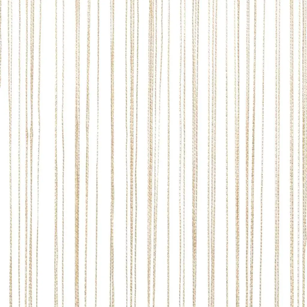 Beige String Curtains Room Divider Drapes 140x250cm 2 Pieces Easy Hanging Polyester