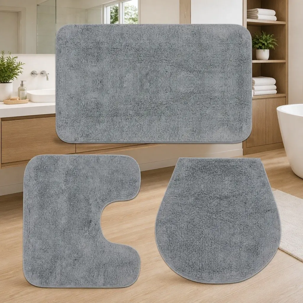 3-Piece Cotton Bathroom Mat Set