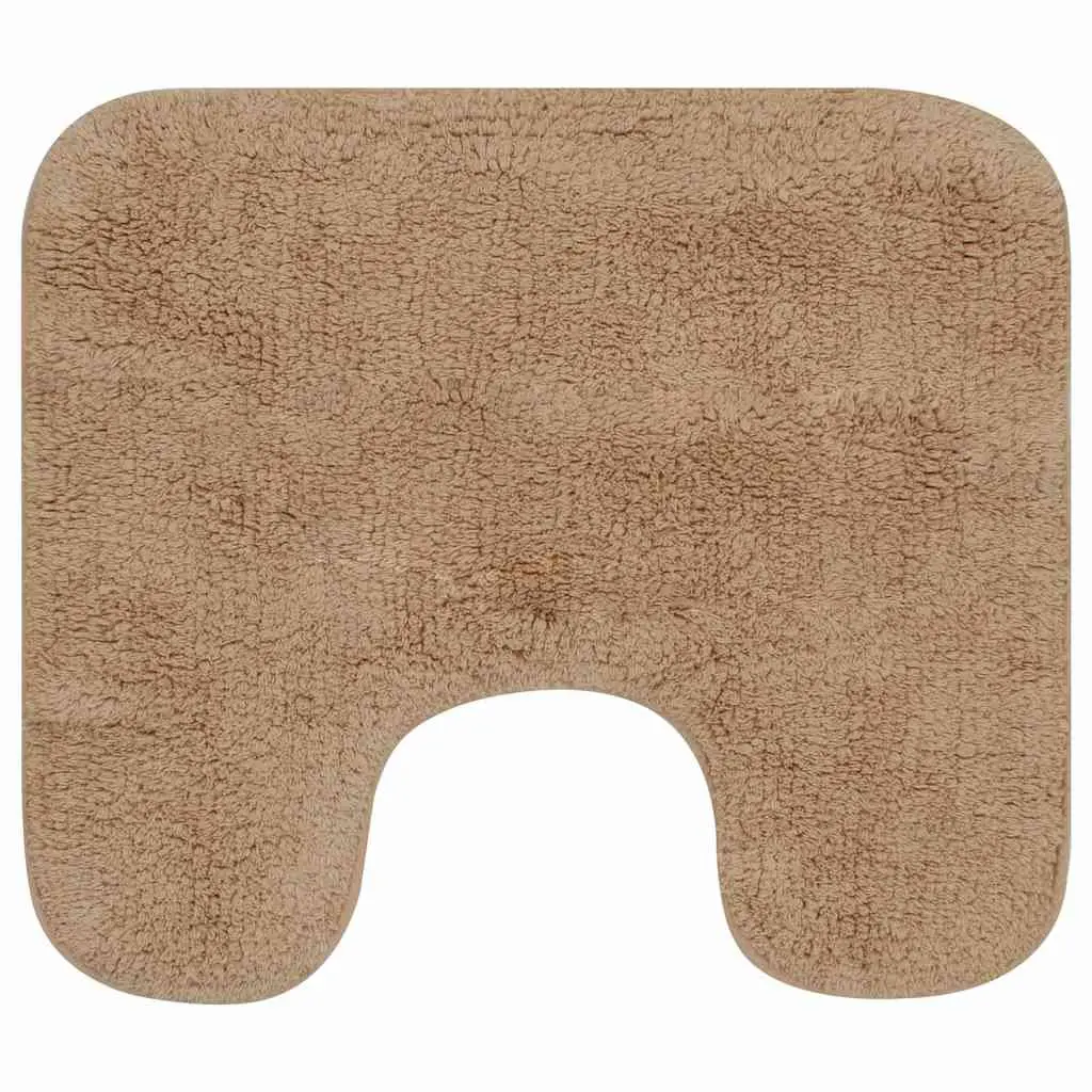 Bathroom Mat Set 3 Pieces Beige Bath Pedestal Toilet Lid Cover Non-Slip Floor