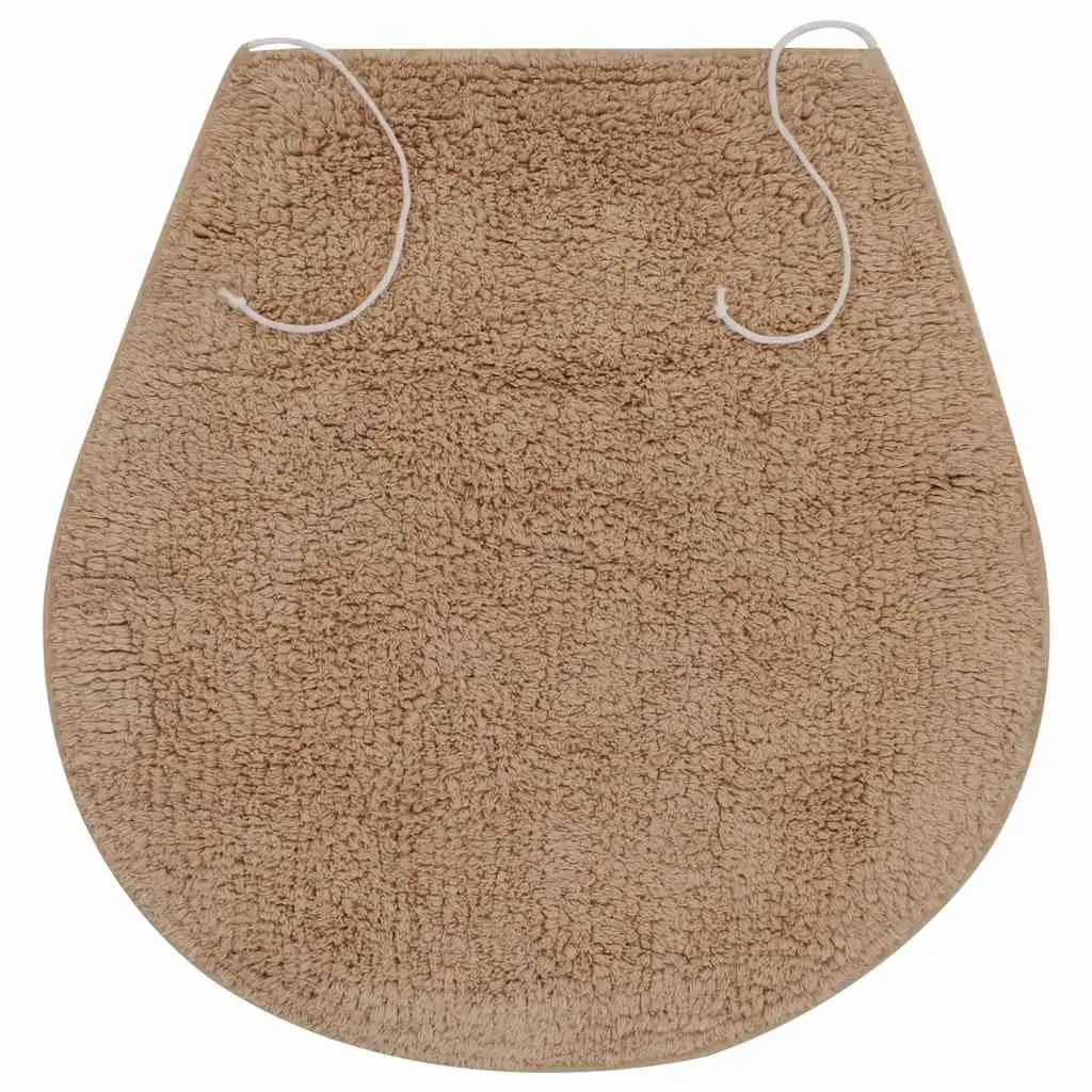 Bathroom Mat Set 3 Pieces Beige Bath Pedestal Toilet Lid Cover Non-Slip Floor