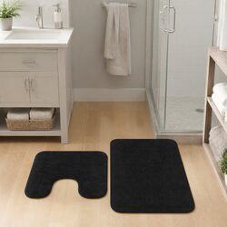 Cotton Bathroom Mat Set - 2-Piece Anthracite Design