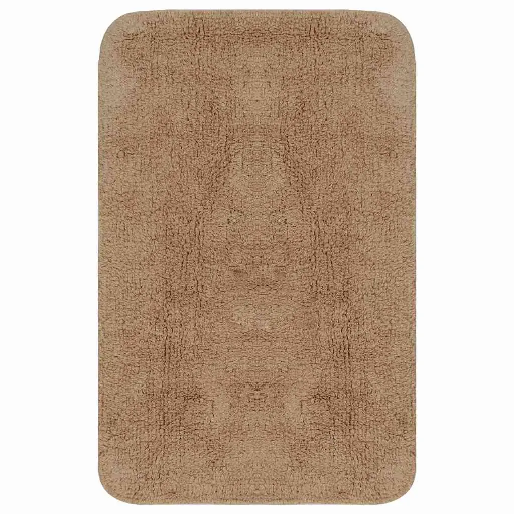 Bathroom Mat Set 2 Pieces Non-Slip Bath Floor Pedestal Rugs Beige