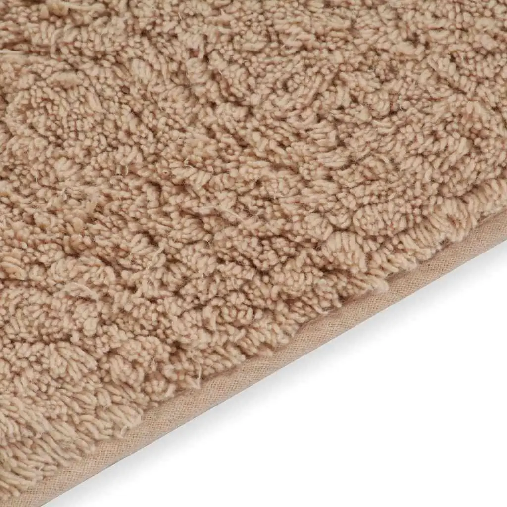 Bathroom Mat Set 2 Pieces Non-Slip Bath Floor Pedestal Rugs Beige