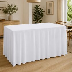 Stretch Table Cover 183 x 76 x 74 cm White, 2 Pack Event Essential