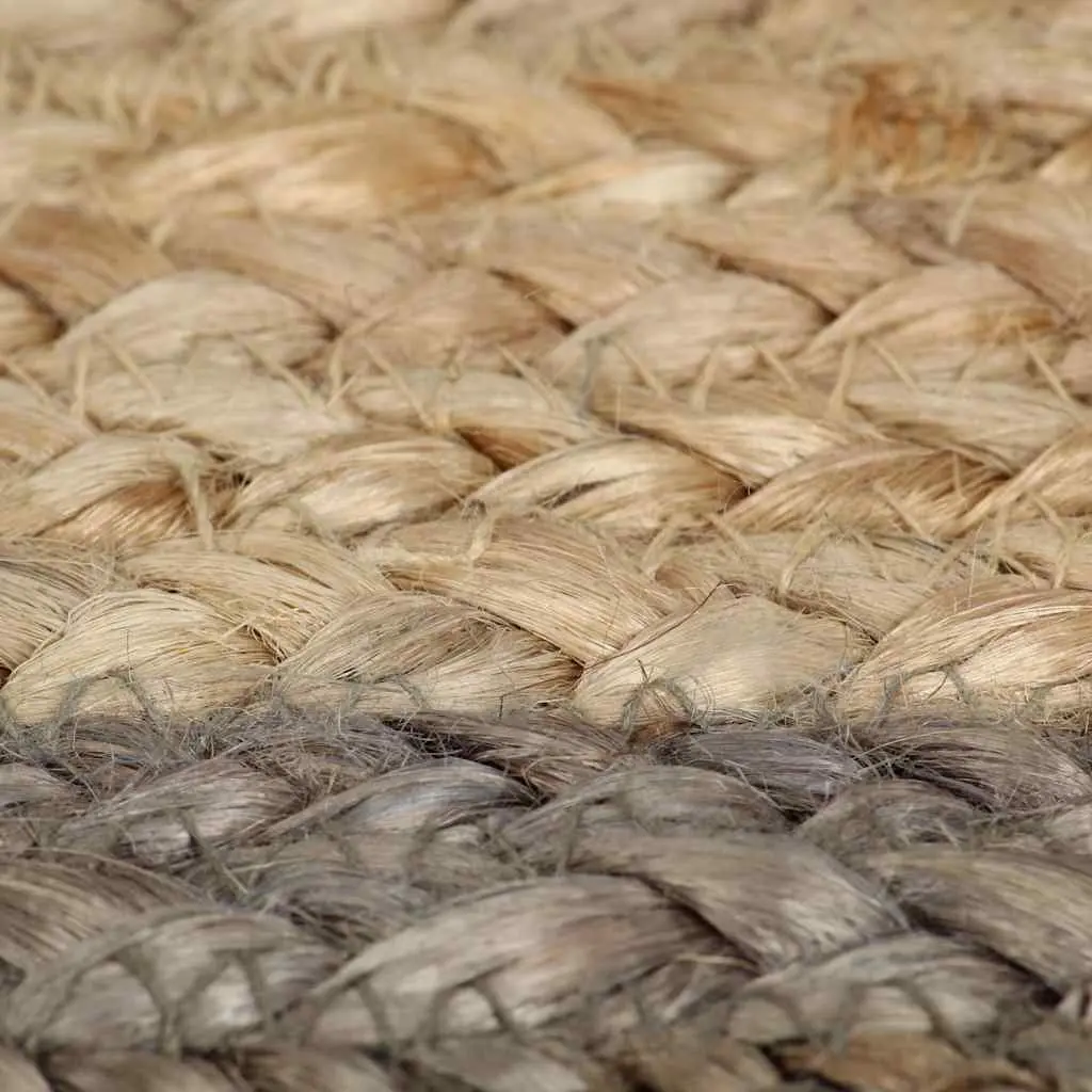 Jute Area Rug for Home 90cm Round Natural Braided Woven Carpet with Grey Border