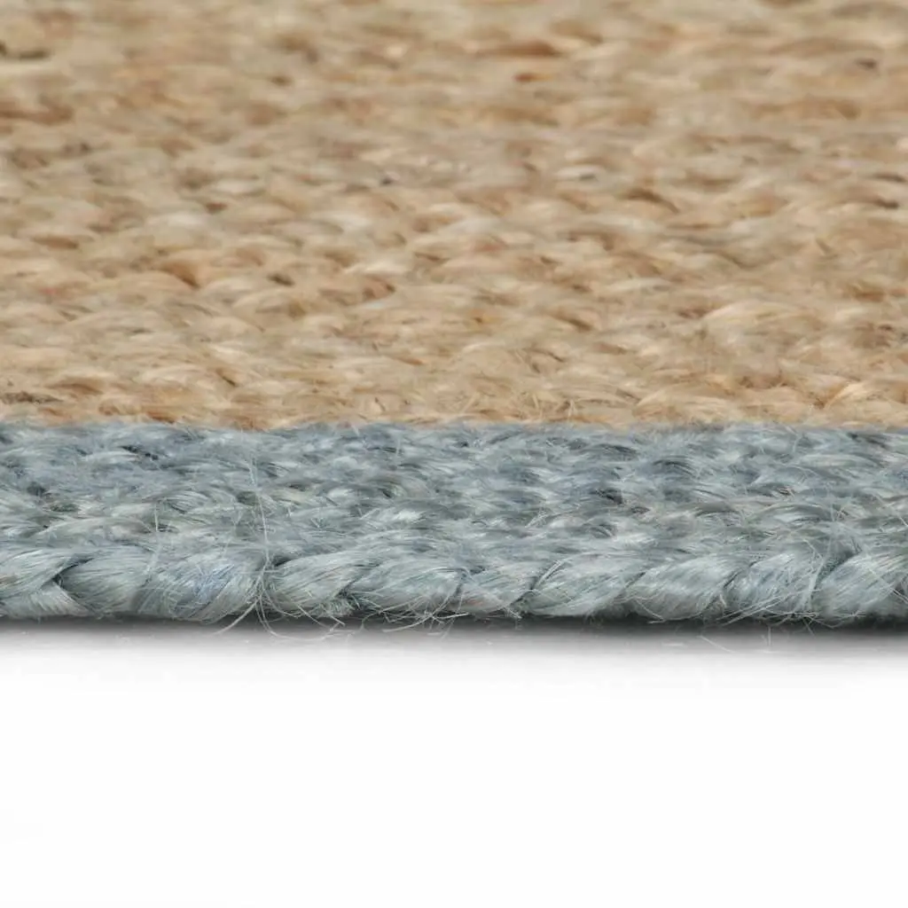 Handmade Jute Area Rug for Home Decor 90cm Natural with Olive Green Border