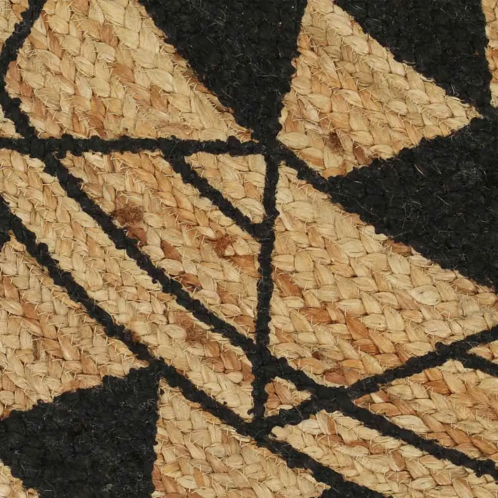 Handmade Jute Area Rug for Home Decor 120cm Round Floral Print