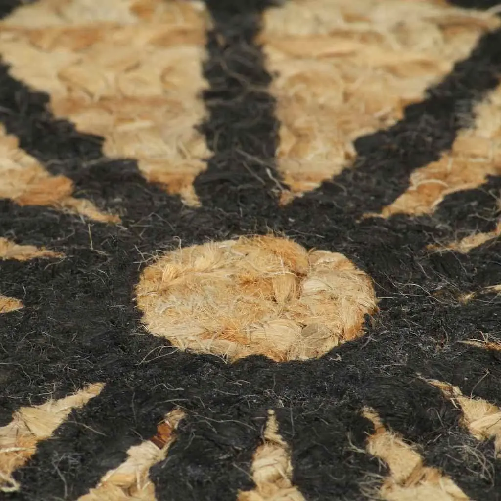 Handmade Jute Area Rug for Home Decor 120cm Round Floral Print