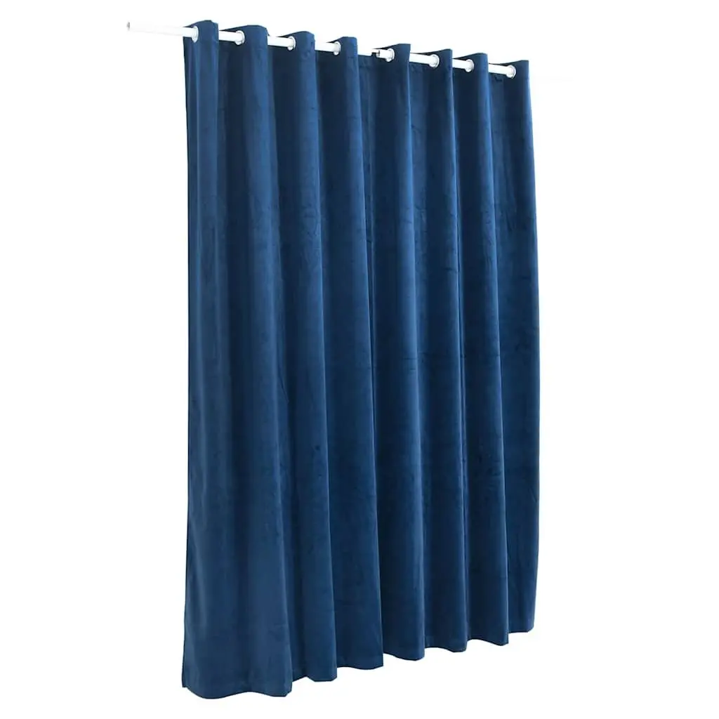 Blackout Velvet Curtain for Living Room Bedroom Dark Blue 290 x 245 cm