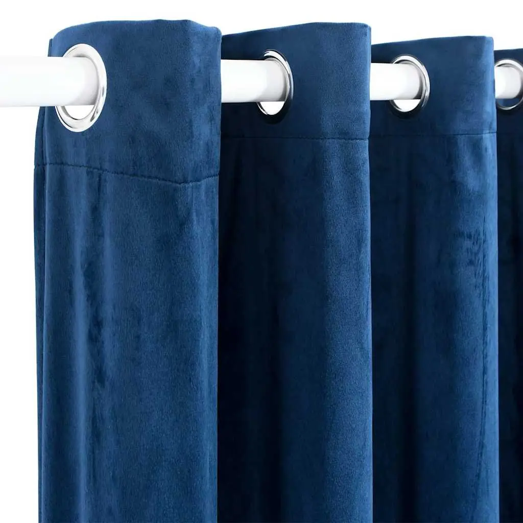 Blackout Velvet Curtain for Living Room Bedroom Dark Blue 290 x 245 cm