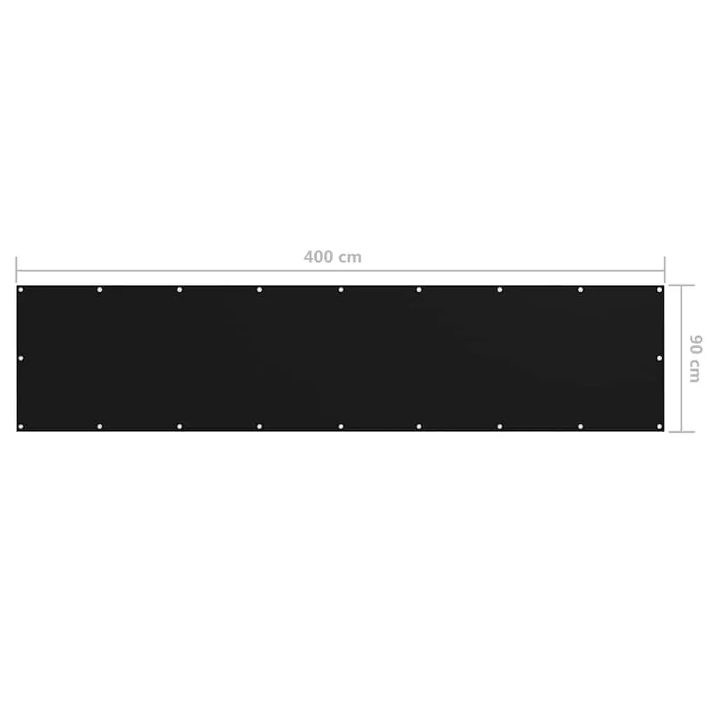 90x400 cm Waterproof Balcony Screen in Black