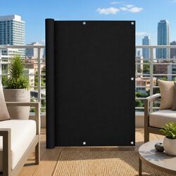 120x400cm Balcony Screen - Black PU-Coated Oxford Fabric