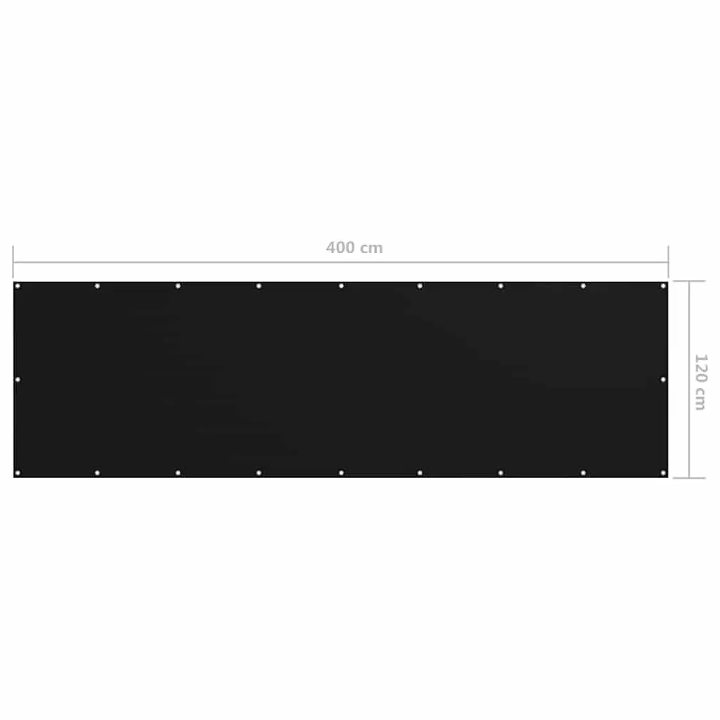 Balcony Screen Outdoor Privacy Shade 120x400cm Black Oxford Fabric Windproof