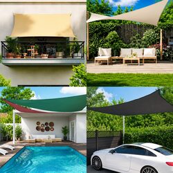 Rectangular Sunshade Sail 4x5 m Cream Oxford Fabric Garden Terrace Outdoor